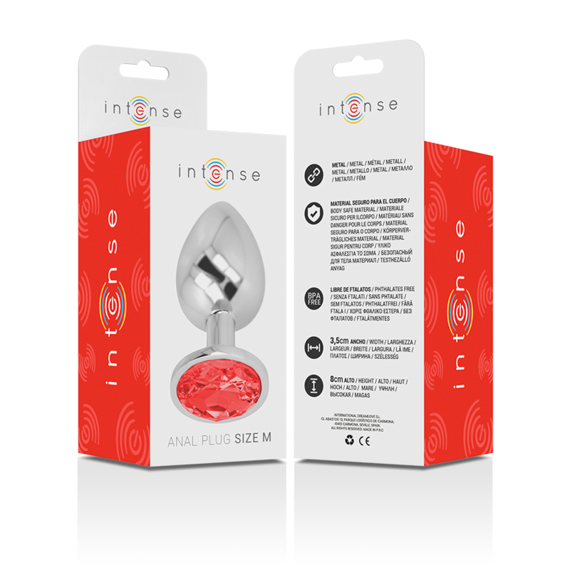 Plug anal métal - Cristal rouge - Medium