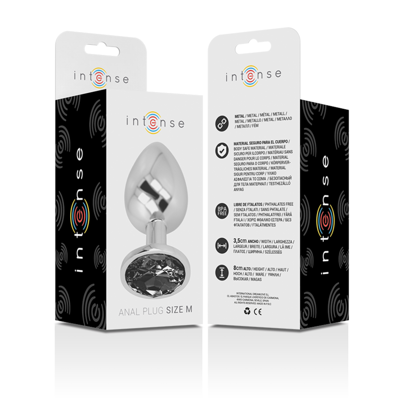 Plug anal métal - Cristal noir - Medium