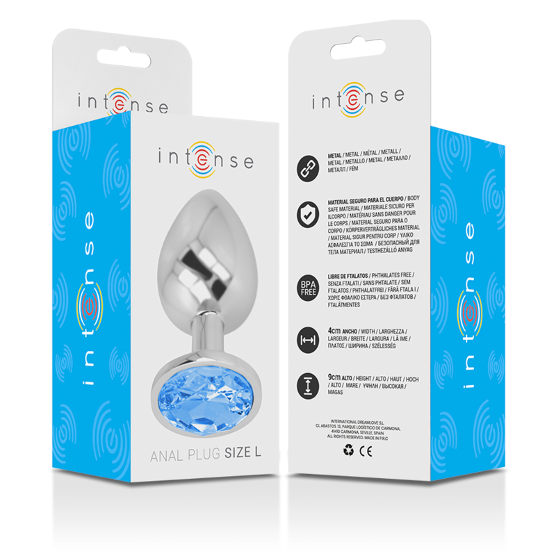Plug anal métal - Cristal bleu - Large