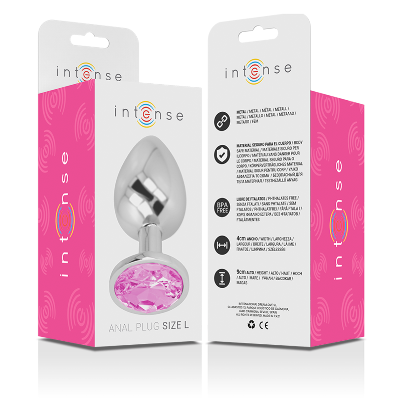 Plug anal métal - Cristal rose - Large