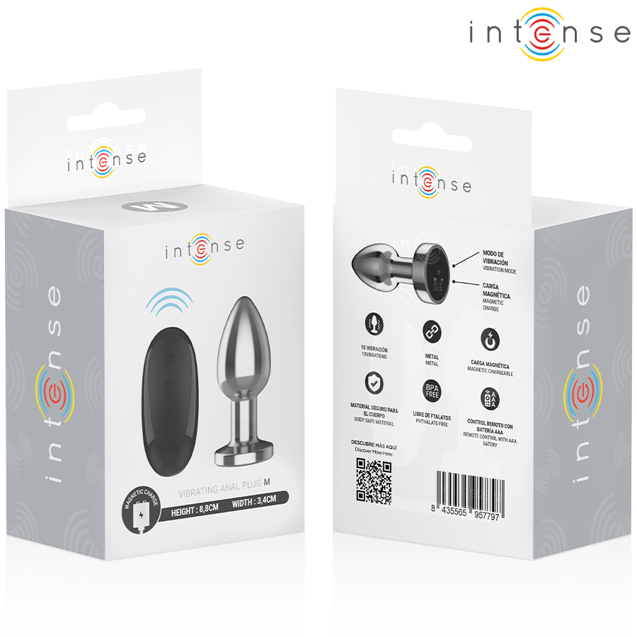 Plug anal vibrant métal - 10 vibrations - Medium