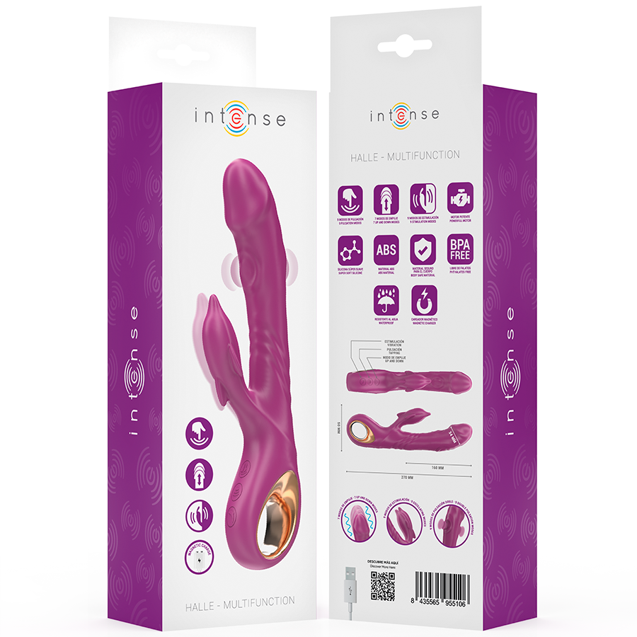 INTENSE - HALLE VIBRATEUR MULTIFONCTION AVEC LANGUE STIMULANTE DAUPHIN VIOLET