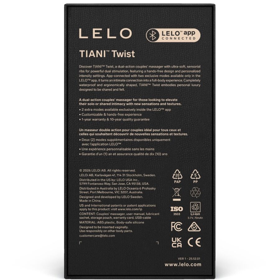 Tiani Twist - Stimulateur connecté pour couples - Rose