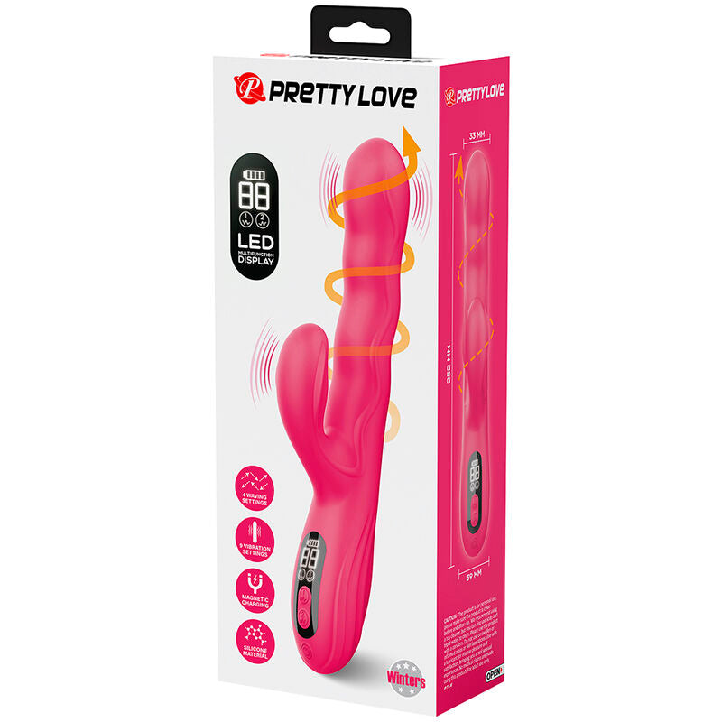 PRETTY LOVE - VIBRATEUR LAPIN MULTIFONCTION WINTERS AVEC AFFICHAGE LED ROSE