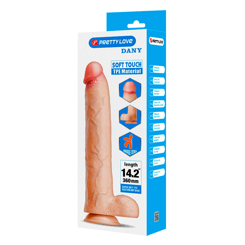 PRETTY LOVE - DANY GODEMICHET RÉALISTE FLEXIBLE AVEC VENTOUSE 36 CM -Ø- 5,6 CM