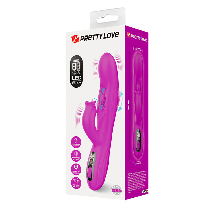 PRETTY LOVE - VIBRATEUR OSCILLANT LAPIN YALANDA AVEC AFFICHAGE LED VIOLET