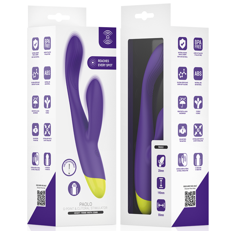 INTENSE - STIMULATEUR LAPIN RECHARGEABLE PAOLO POUR LE POINT G ET LE CLITORIS
