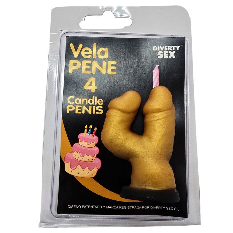 DIABLO PICANTE - BOUGIE PÉNIS EN FORME DE CHIFFRE 4 COULEUR OR