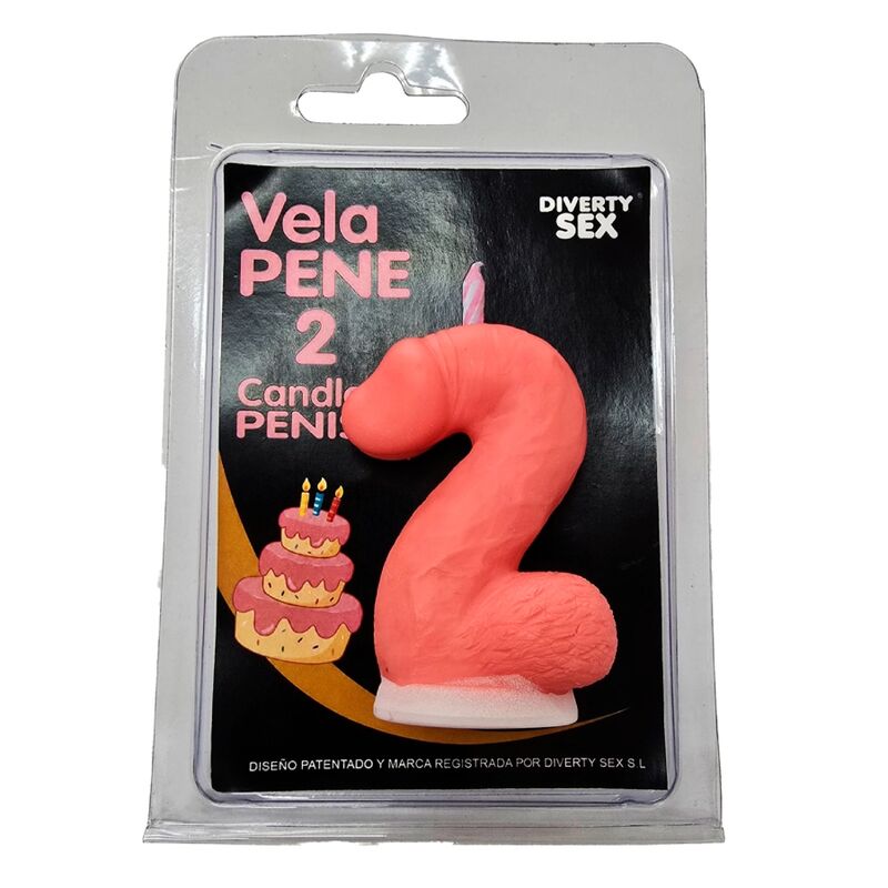 DIABLO PICANTE - BOUGIE PÉNIS EN FORME DE CHIFFRE 2 ROSE