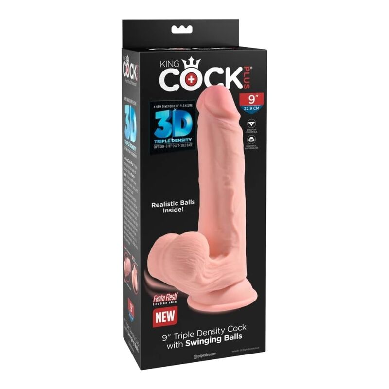 KING COCK PLUS - GODEMICHET RÉALISTE TRIPLE DENSITÉ AVEC TESTICULES MOBILES 23 CM CHAIR