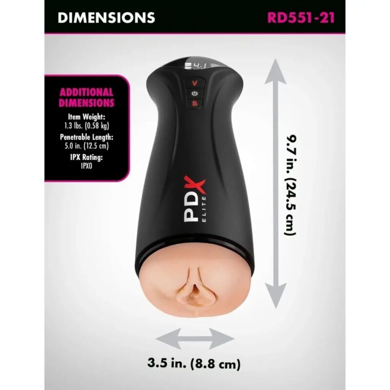 PDX ELITE - FAP-GASM MASTURBATEUR À SUCCION ET VIBRATION INTERMITTENTES