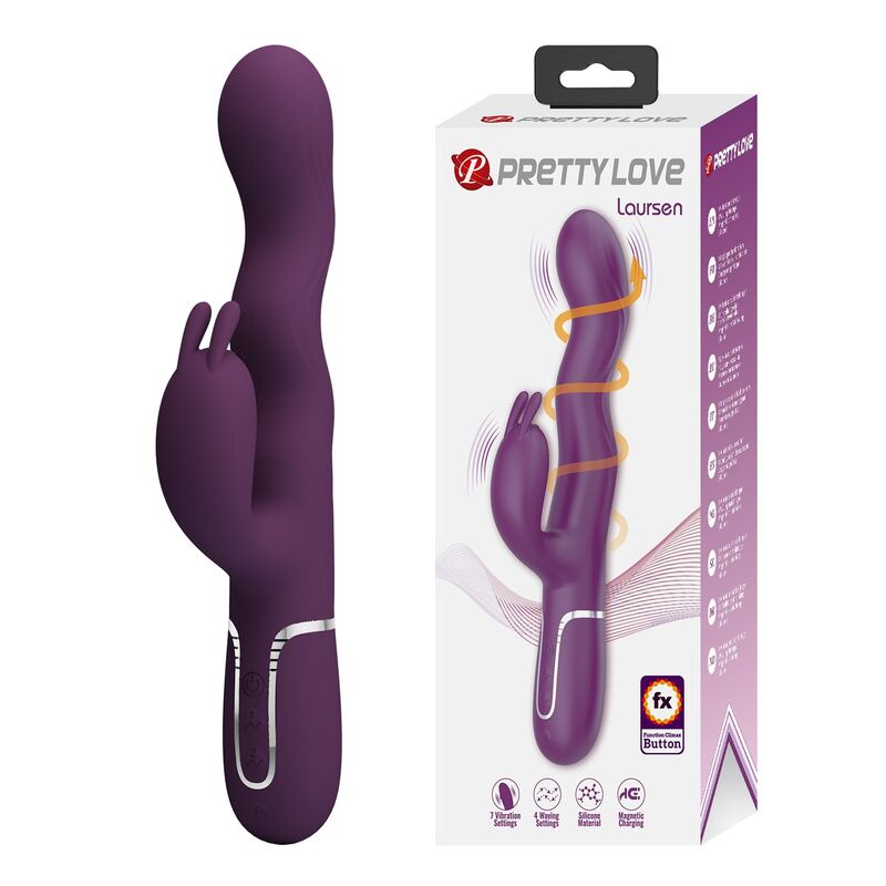 PRETTY LOVE - VIBRATEUR LAPIN LOURSEN AVEC MOUVEMENT DE POUSSÉE ET 7 MODES DE VIBRATION RECHARGEABLE PAR USB VIOLET