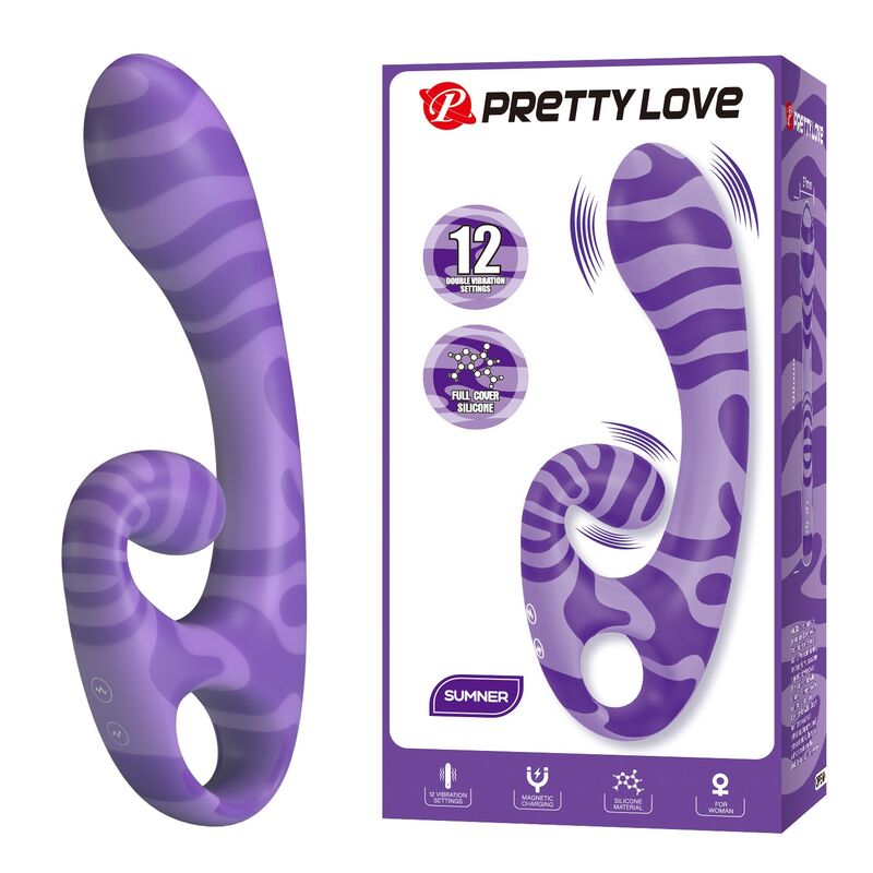 PRETTY LOVE - VIBRATEUR DOUBLE EMBOUT AVEC POIGNÉE 19 CM Ø 3,5 CM VIOLET