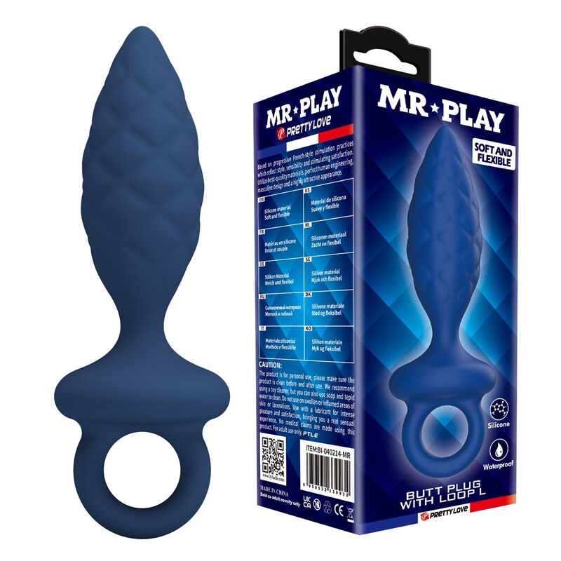 MR PLAY - PLUG ANAL TEXTURÉ AVEC ANNEAU BLEU L