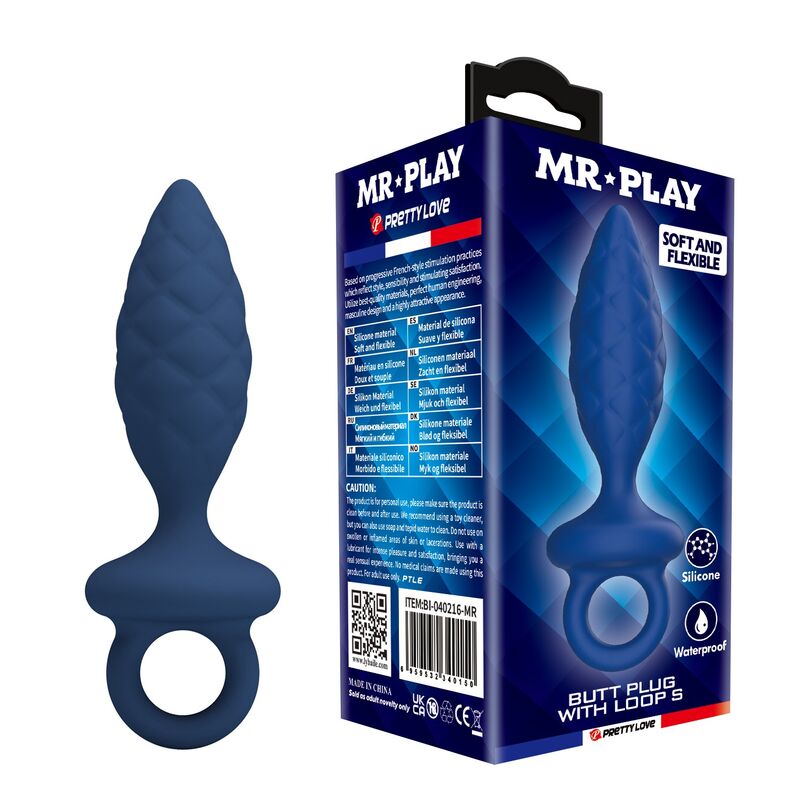 MR PLAY - PLUG ANAL TEXTURÉ AVEC ANNEAU BLEU S