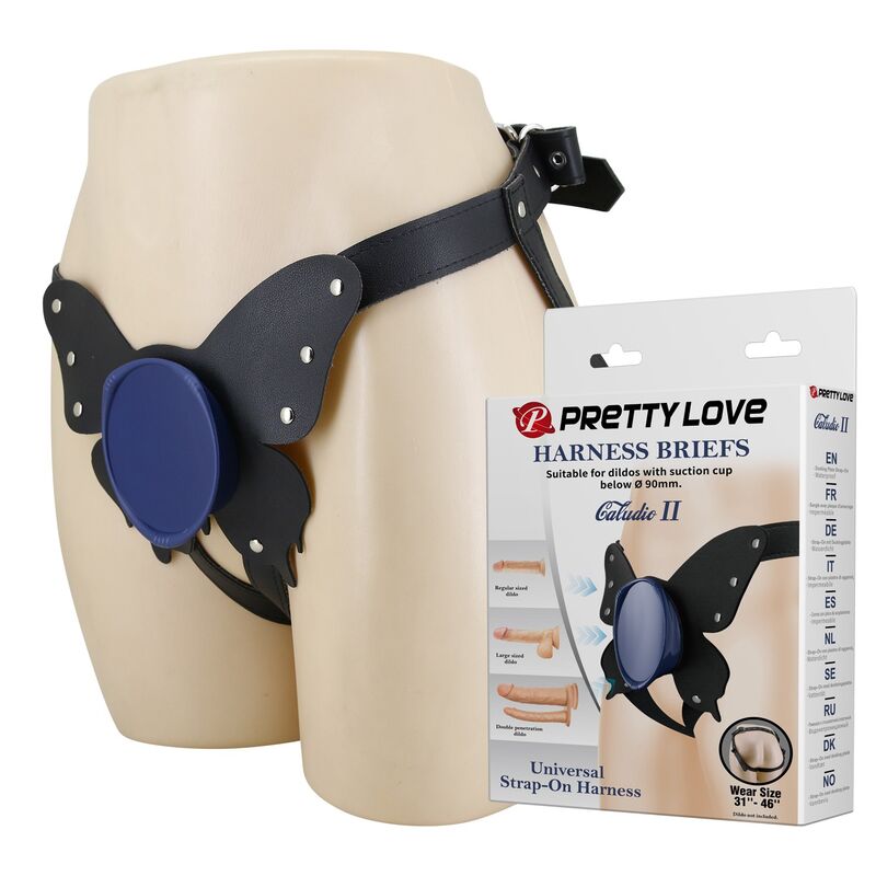 PRETTY LOVE - SLIP HARNAIS UNIVERSEL À BRETELLES NOIRES ET BLEUES