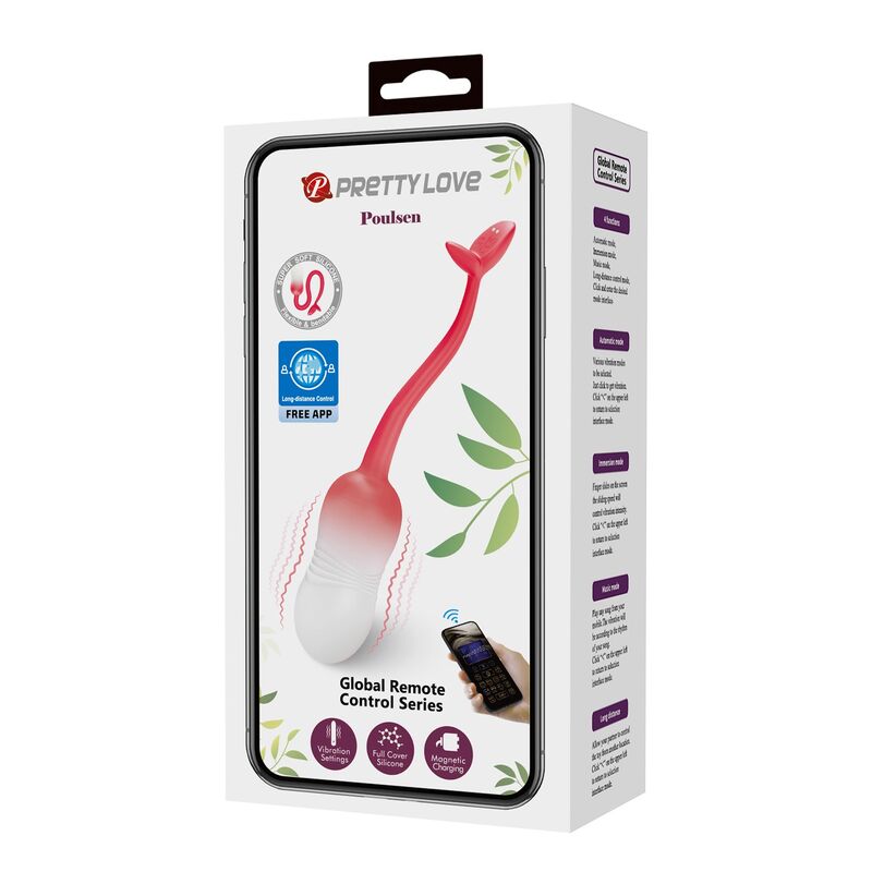 PRETTY LOVE - Å'UF VIBRANT CONTRÔLABLE PAR APPLICATION PULSEN 12 FONCTIONS RECHARGEABLE PAR USB ROSE