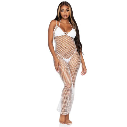 LEG AVENUE - ROBE MAXI EN FILET TORSADÉ TAILLE UNIQUE BLANC