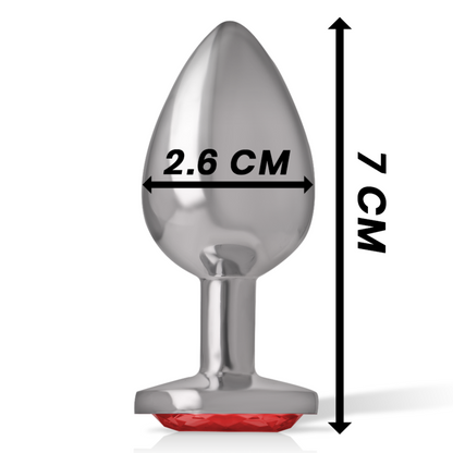 Plug anal métal - Cristal rouge - Small