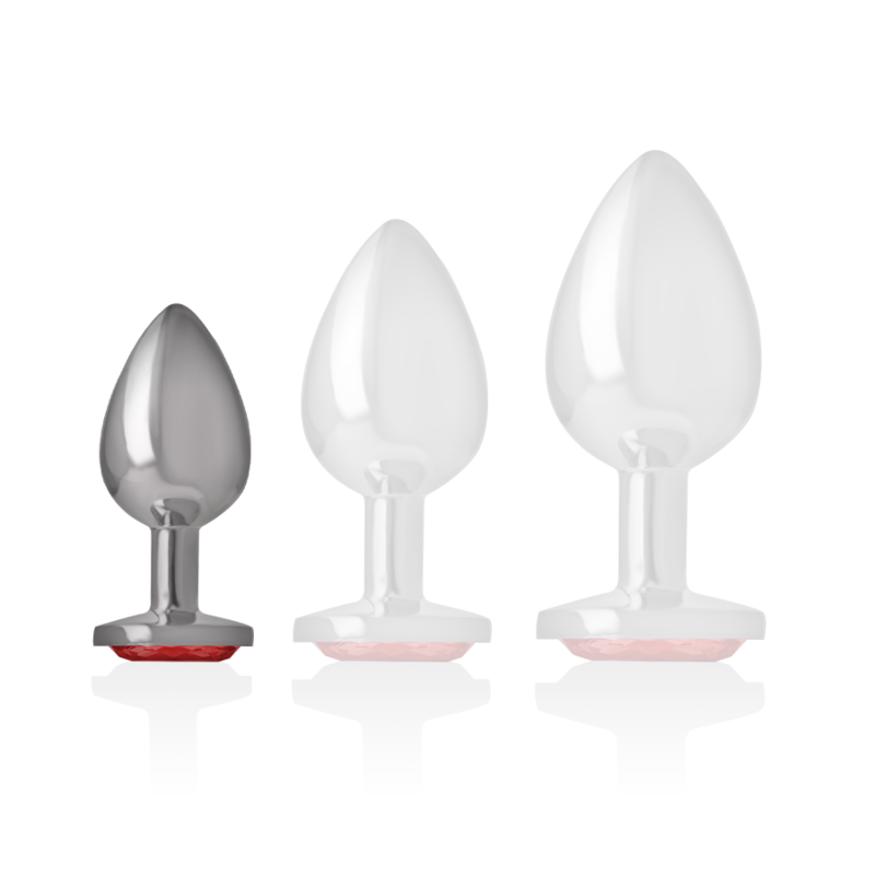 Plug anal métal - Cristal rouge - Small