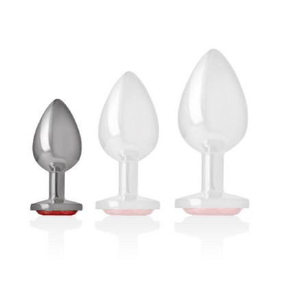 Plug anal métal - Cristal rouge - Small