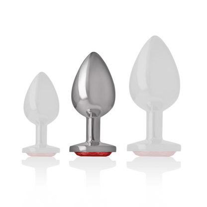 Plug anal métal - Cristal rouge - Medium