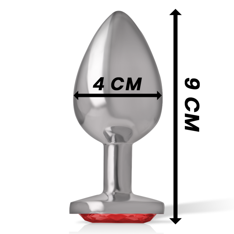 Plug anal métal - Cristal rouge - Large