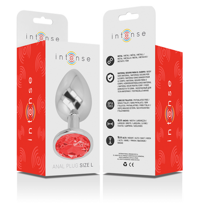 Plug anal métal - Cristal rouge - Large