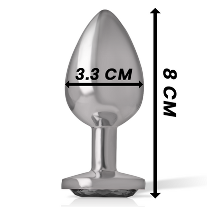 Plug anal métal - Cristal noir - Medium