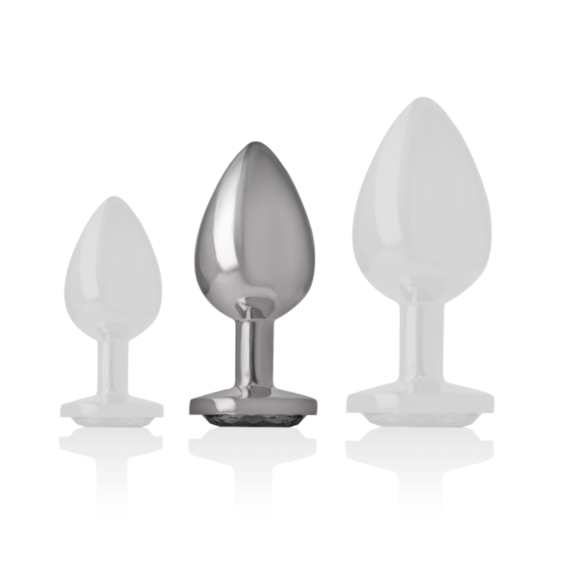 Plug anal métal - Cristal noir - Medium