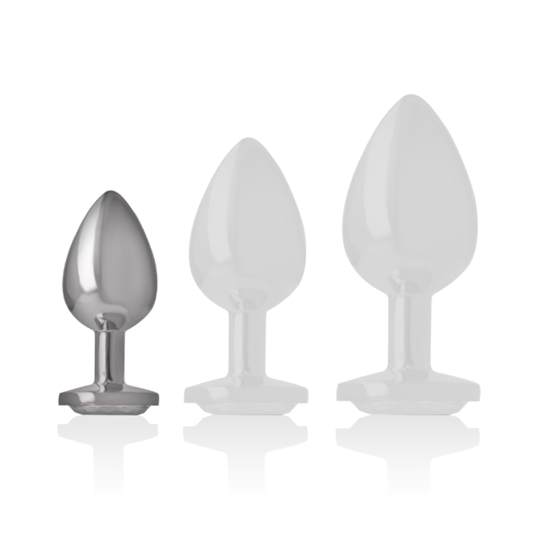 Plug anal métal - Cristal d'argent - Small