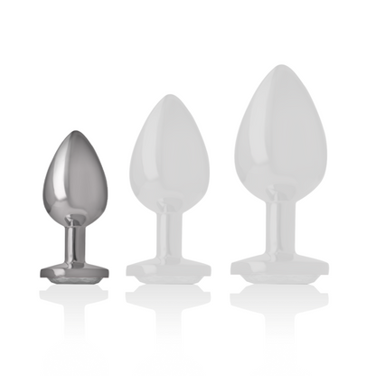 Plug anal métal - Cristal d'argent - Small