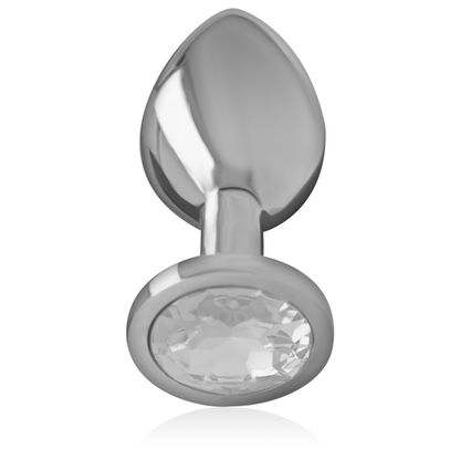Plug anal métal - Cristal d'argent - Medium