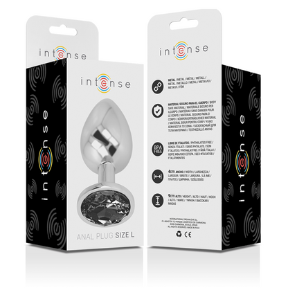 Plug anal métal - Cristal noir - Large