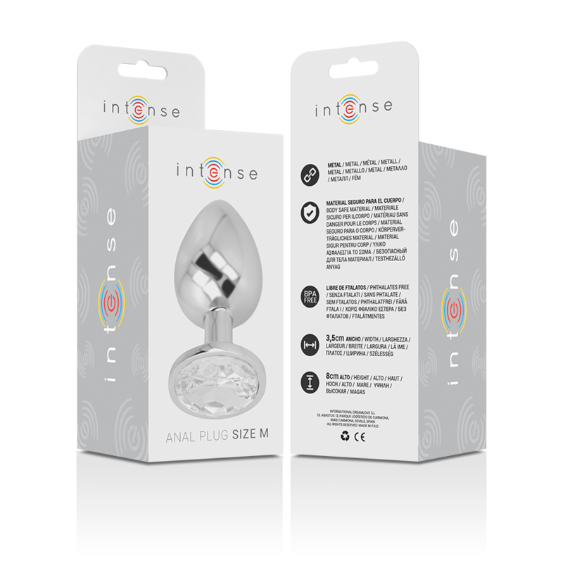 Plug anal métal - Cristal d'argent - Medium