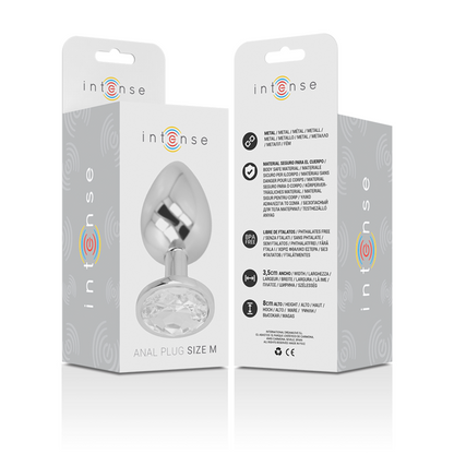 Plug anal métal - Cristal d'argent - Medium