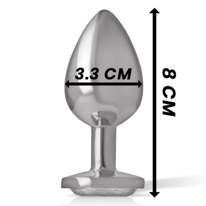 Plug anal métal - Cristal d'argent - Medium