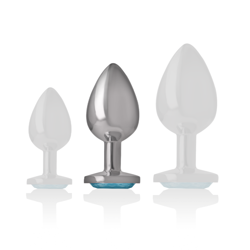 Plug anal métal - Cristal bleu - Medium