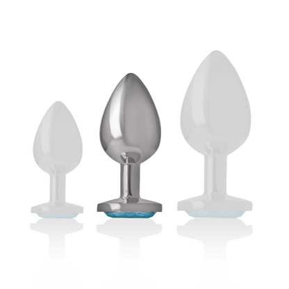 Plug anal métal - Cristal bleu - Medium