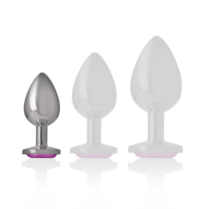 Plug anal métal - Cristal rose - Small
