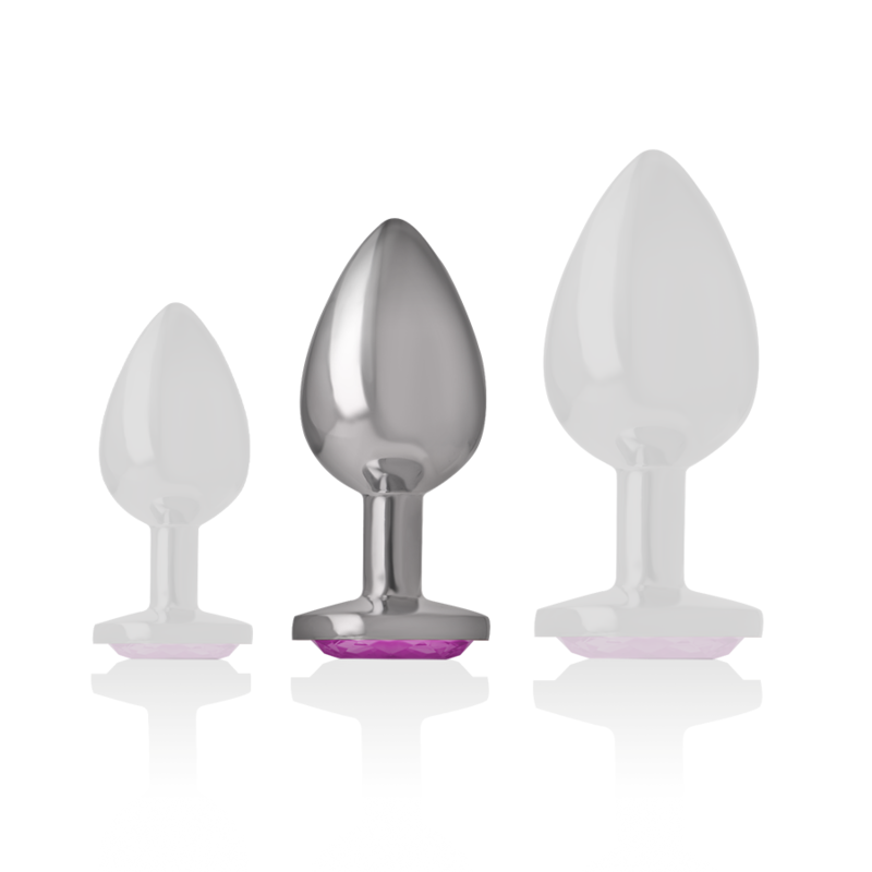 Plug anal métal - Cristal rose - Medium
