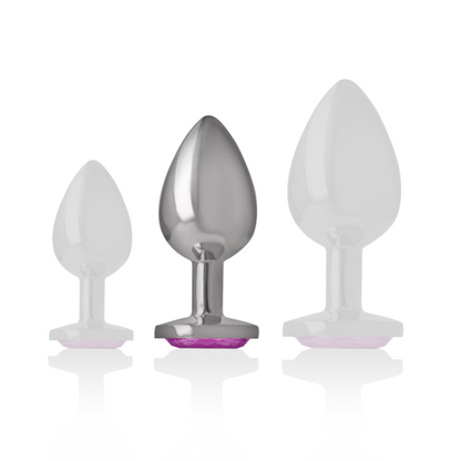 Plug anal métal - Cristal rose - Medium