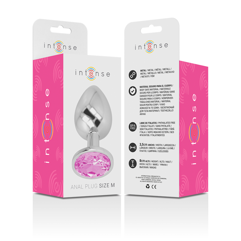 Plug anal métal - Cristal rose - Medium