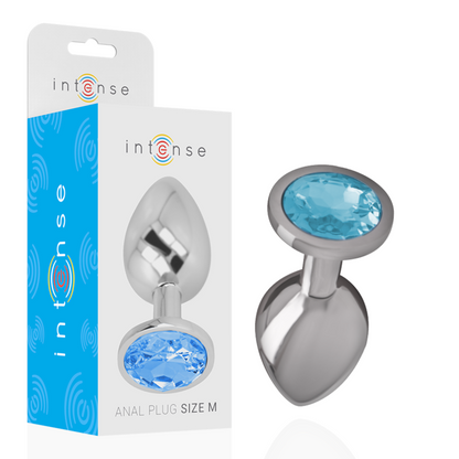 Plug anal métal - Cristal bleu - Medium