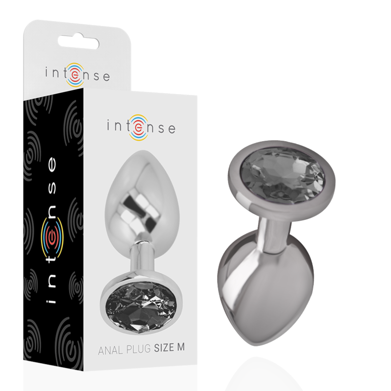 Plug anal métal - Cristal noir - Medium