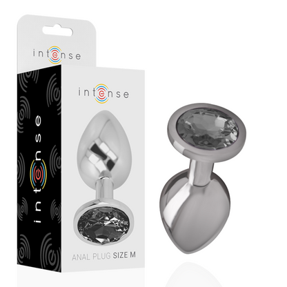 Plug anal métal - Cristal noir - Medium