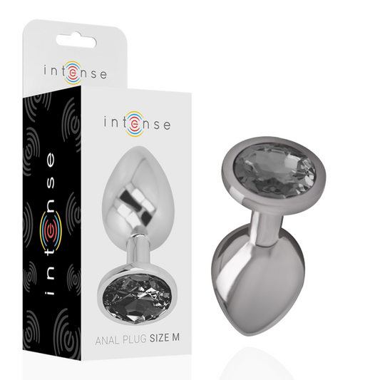 Plug anal métal - Cristal noir - Medium