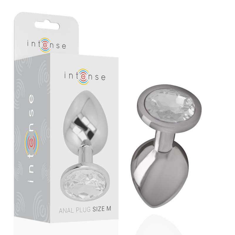 Plug anal métal - Cristal d'argent - Medium