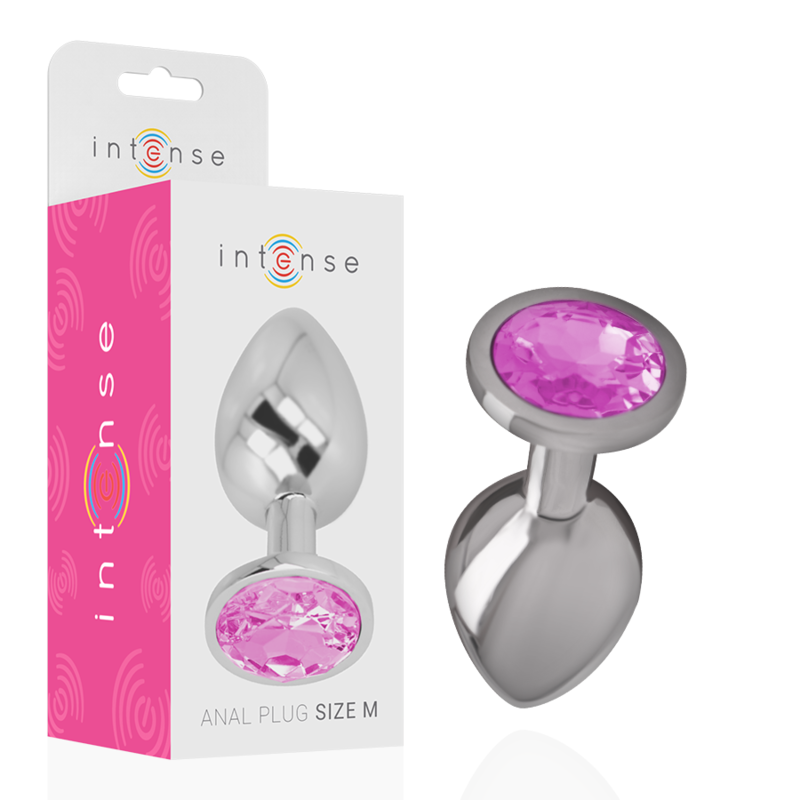Plug anal métal - Cristal rose - Medium