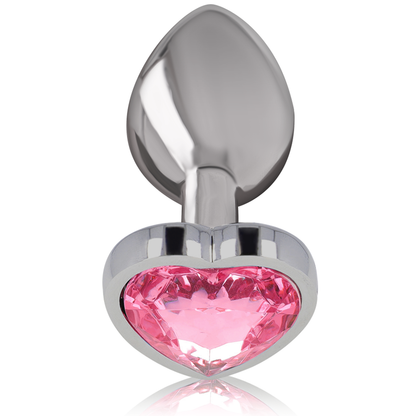 Plug anal métal - Cœur rose - Small